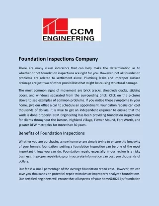 Residential Foundation Inspections Company in Dallas, TX - CCM Engineering