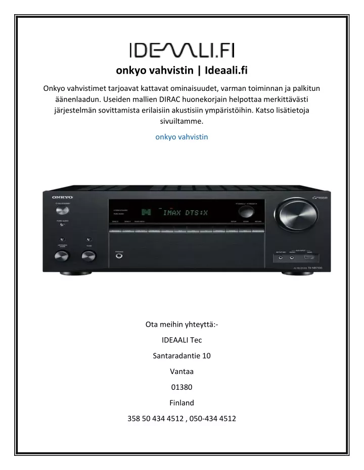 onkyo vahvistin ideaali fi