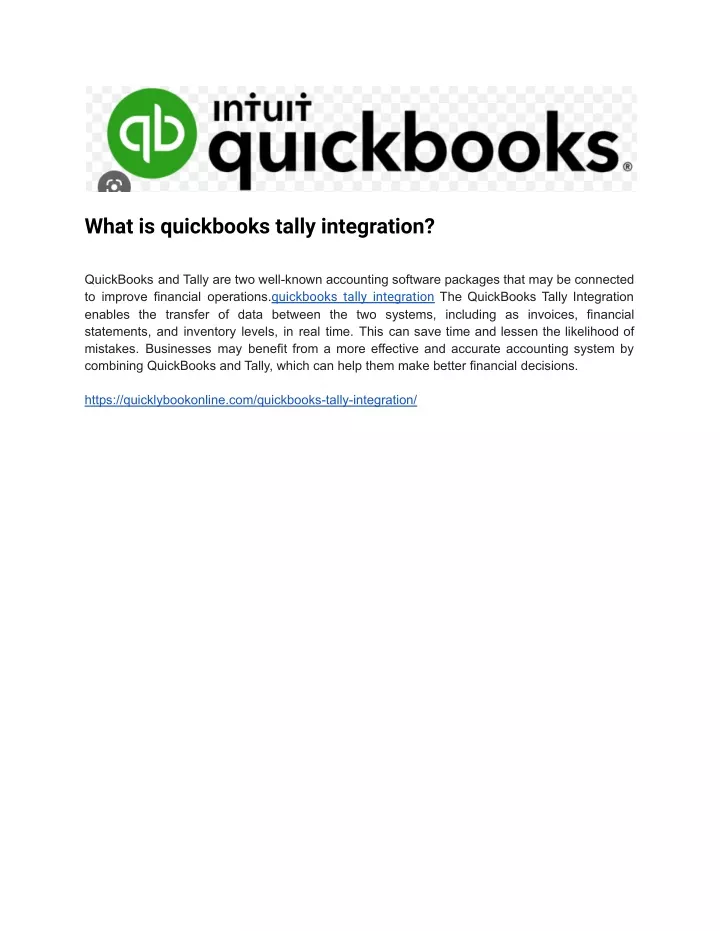 what is quickbooks tally integration