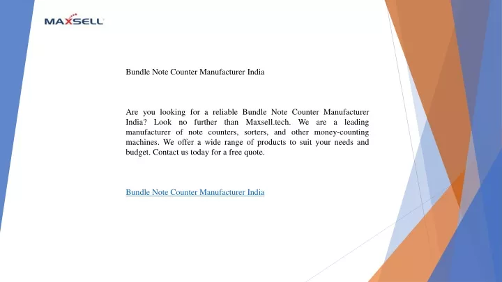 bundle note counter manufacturer india