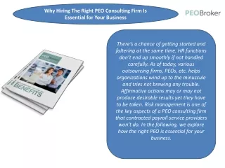 Why Hiring The Right PEO Consulting Firm Is Essential for Your Business