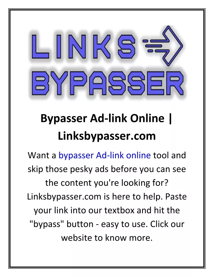 bypasser ad link online linksbypasser com