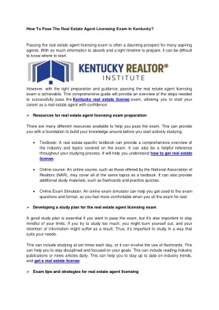 how to pass the real estate agent licensing exam