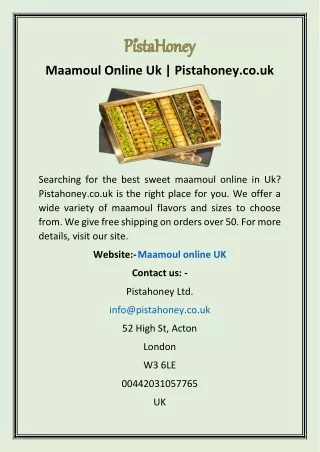 Maamoul Online Uk | Pistahoney.co.uk
