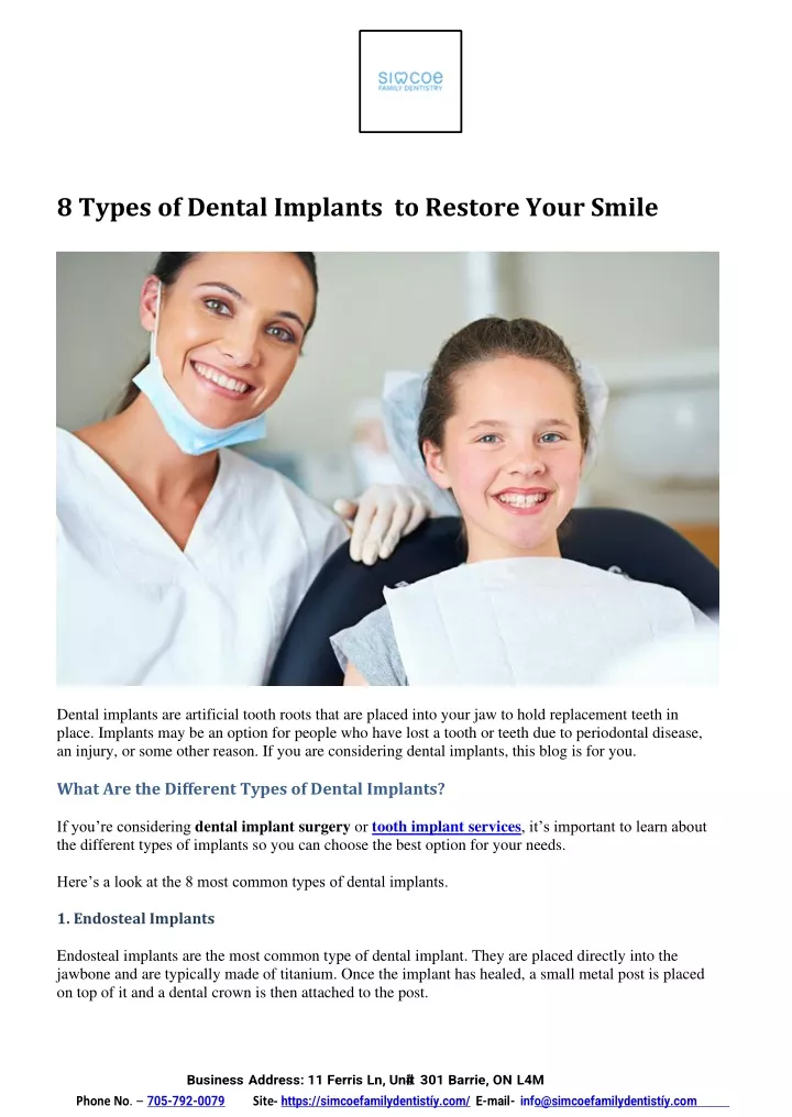 Ppt 8 Types Of Dental Implants To Restore Your Smile Pdf File Jan