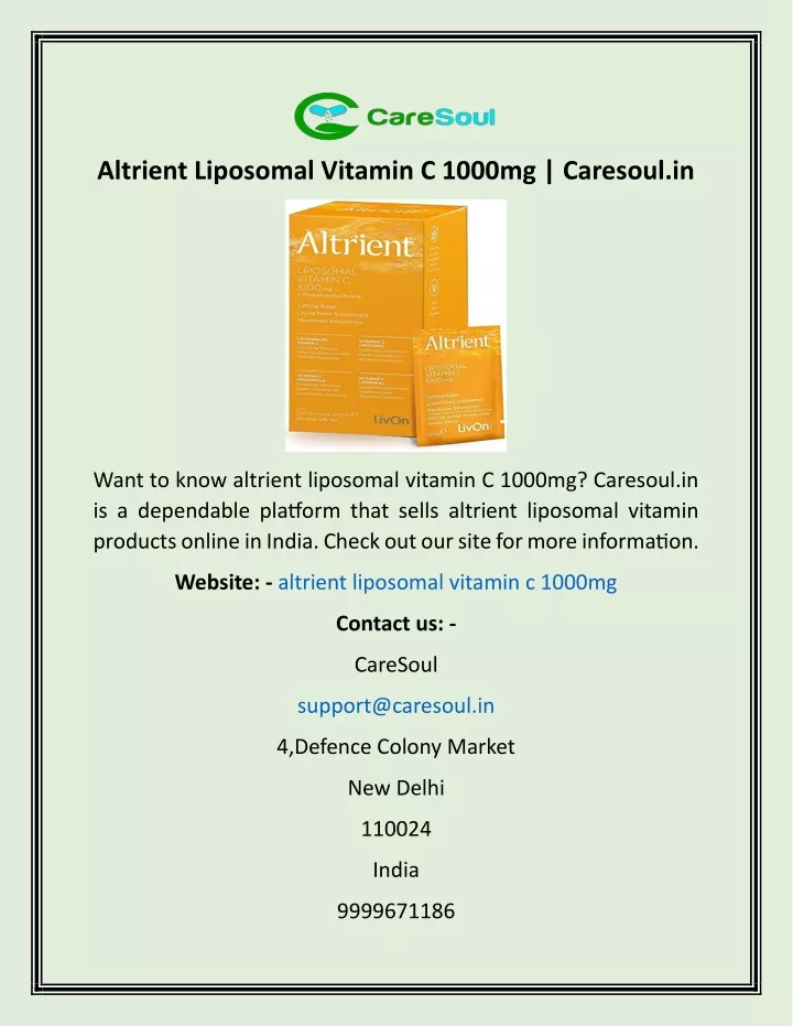 altrient liposomal vitamin c 1000mg caresoul in