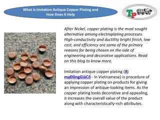 What Is Imitation Antique Copper Plating and How Does It Help