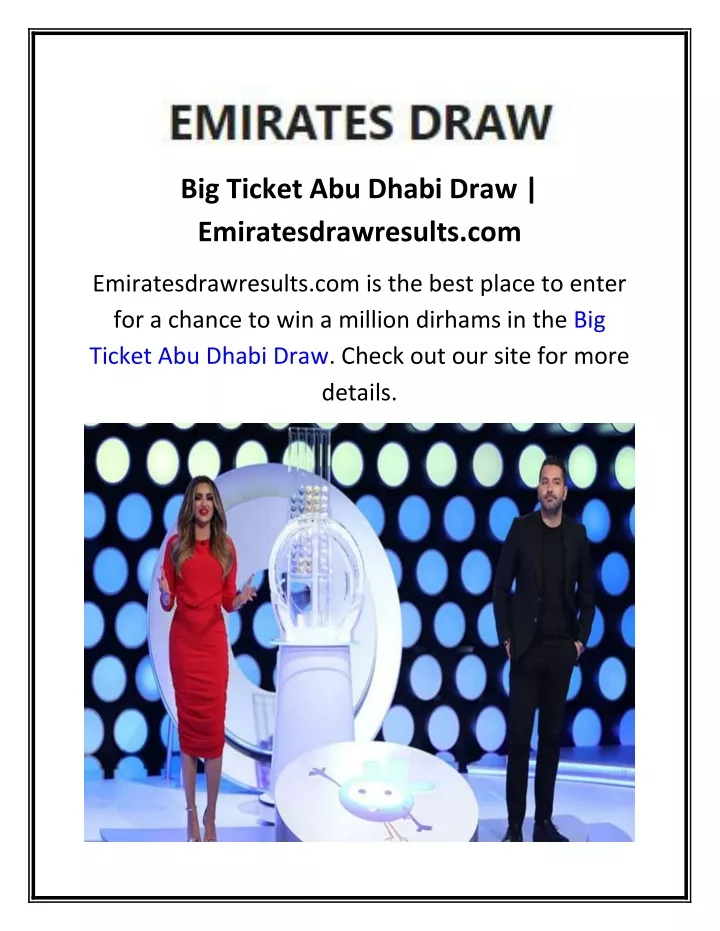big ticket abu dhabi draw emiratesdrawresults com