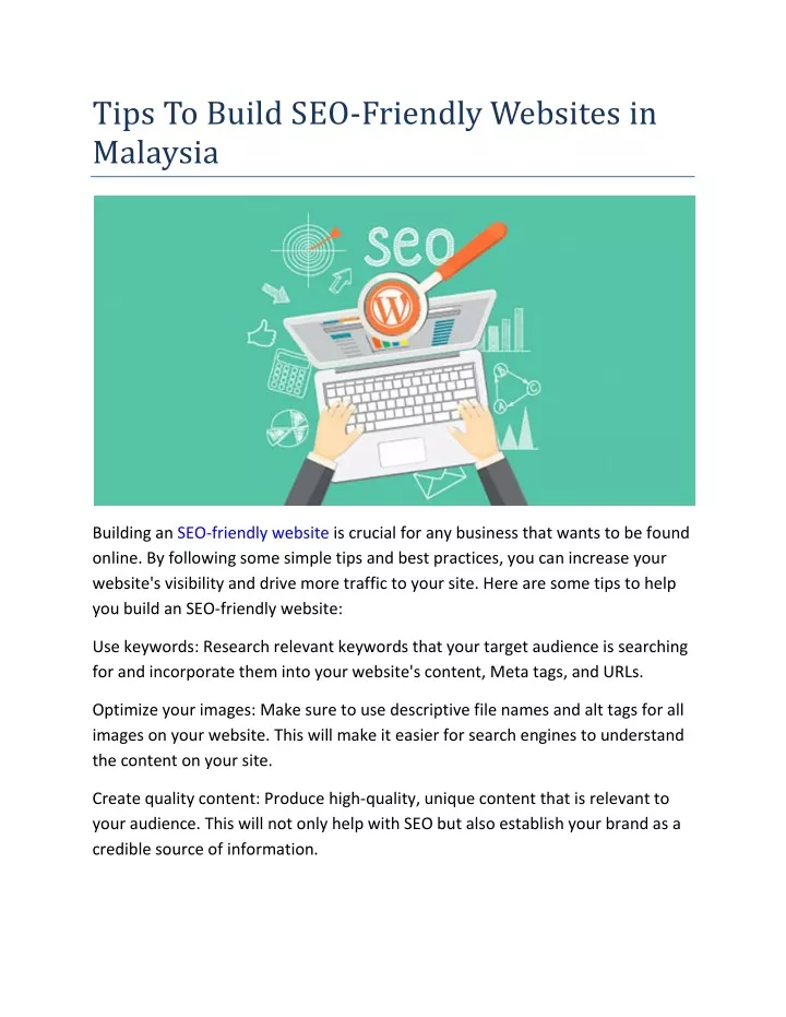 tips to build seo friendly websites in malaysia
