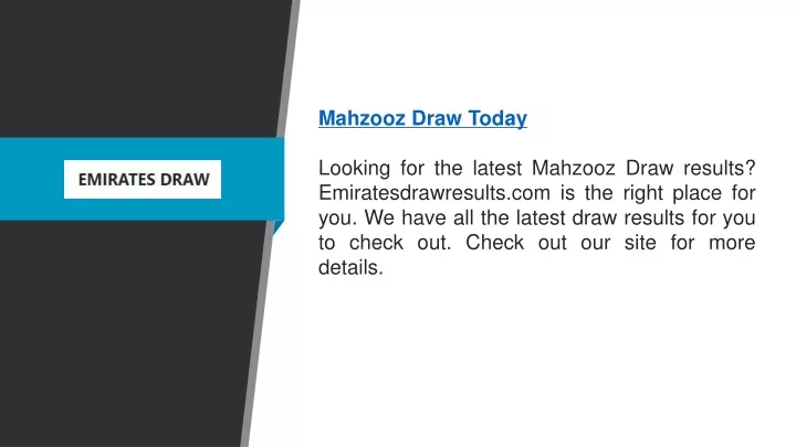 mahzooz draw today looking for the latest mahzooz