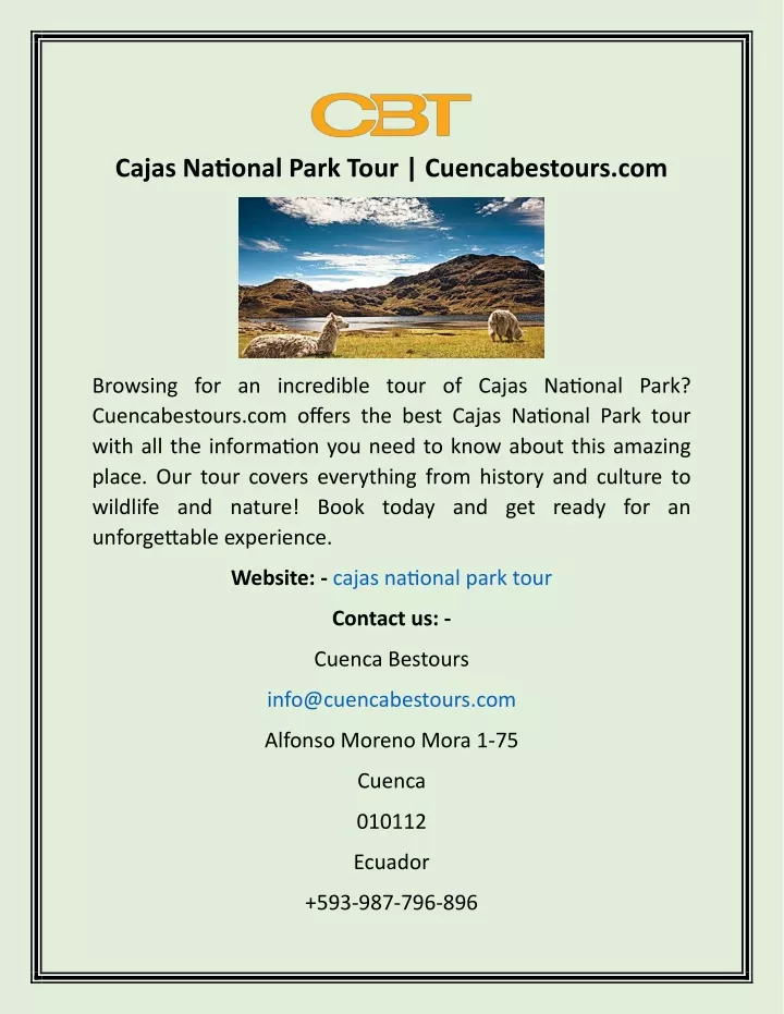 cajas national park tour cuencabestours com