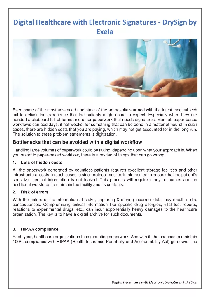 digital healthcare with electronic signatures