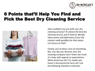 6 Points that’ll Help You Find and Pick the Best Dry Cleaning Service
