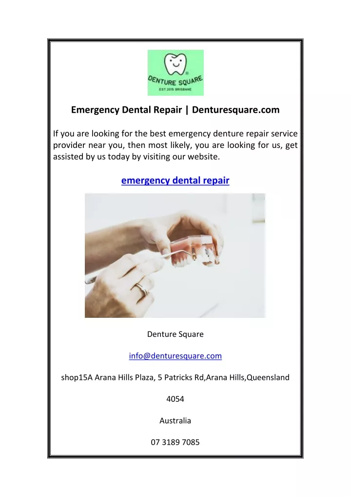 emergency dental repair denturesquare com