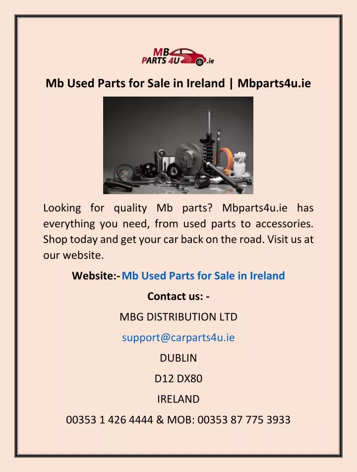 mb used parts for sale in ireland mbparts4u ie