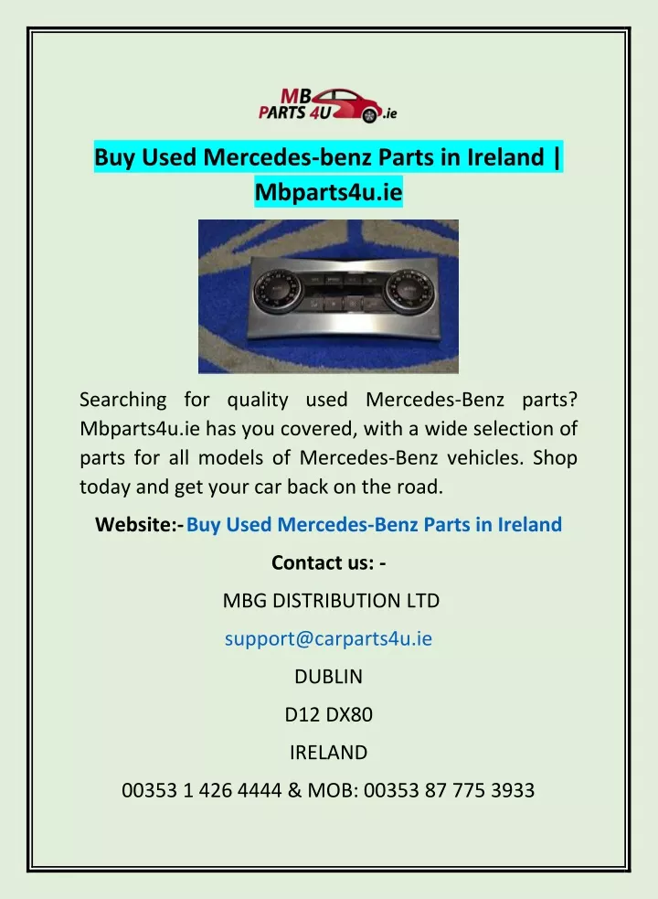 buy used mercedes benz parts in ireland mbparts4u