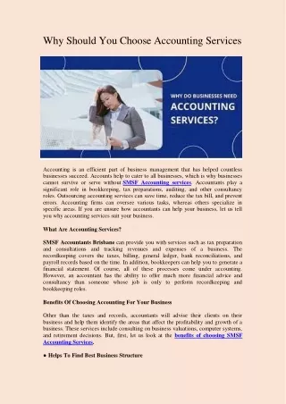 Why Should You Choose Accounting Services