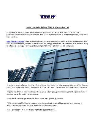 understand the role of blast resistant barrier