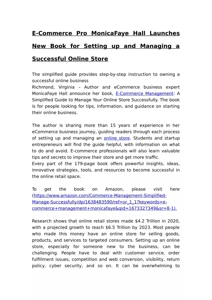 e commerce pro monicafaye hall launches