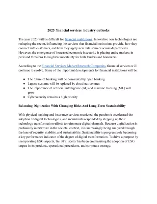 2023 Financial services industry outlooks