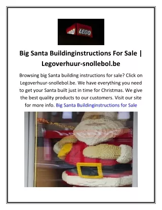Big Santa Buildinginstructions For Sale  Legoverhuur-snollebol.be