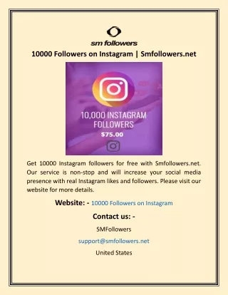 10000 Followers on Instagram  Smfollowers.net