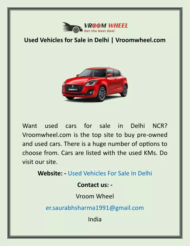 used vehicles for sale in delhi vroomwheel com