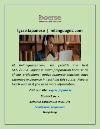 Igcse Japanese  Imlanguages com