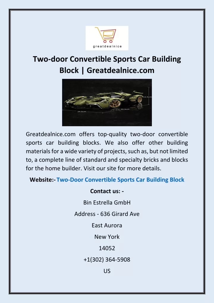 two door convertible sports car building block