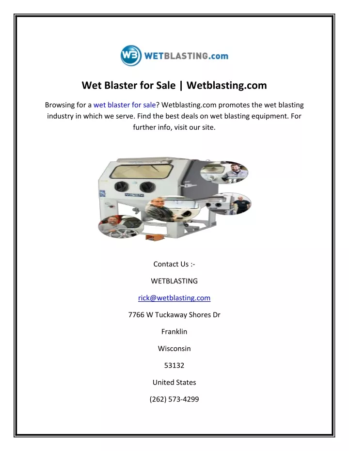 wet blaster for sale wetblasting com