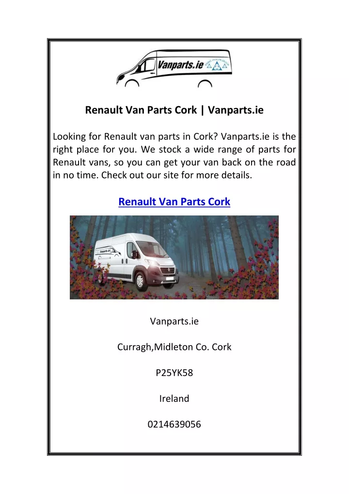 renault van parts cork vanparts ie