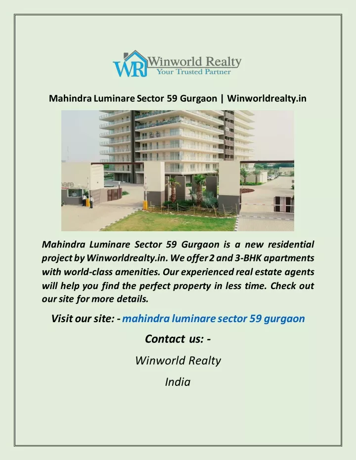 mahindra luminare sector 59 gurgaon