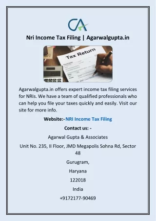 Nri Income Tax Filing | Agarwalgupta.in