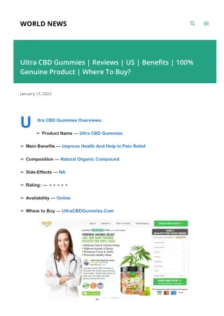 Ultra CBD Gummies Official Website | Reviews | US