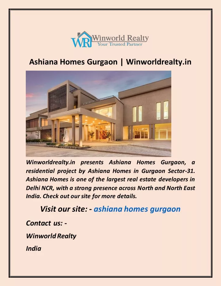 ashiana homes gurgaon winworldrealty in