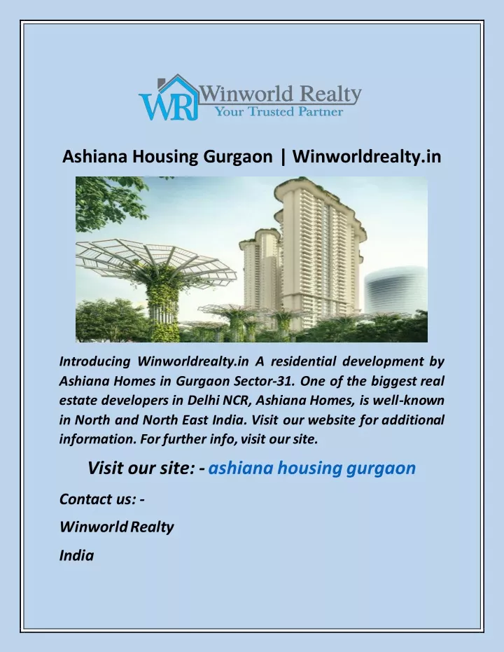 ashiana housing gurgaon winworldrealty in