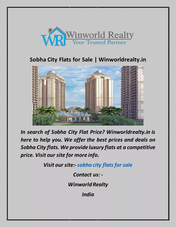 sobha city flats for sale winworldrealty in