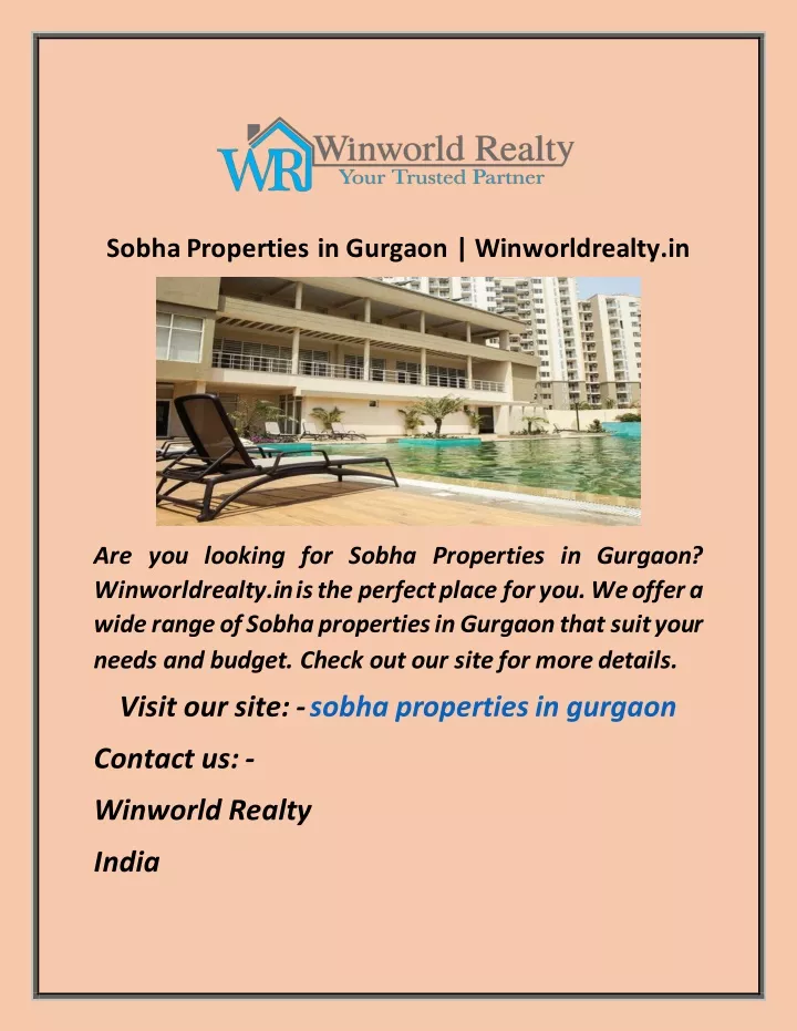 sobha properties in gurgaon winworldrealty in