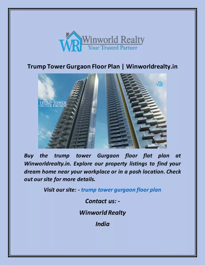 trump tower gurgaon floor plan winworldrealty in