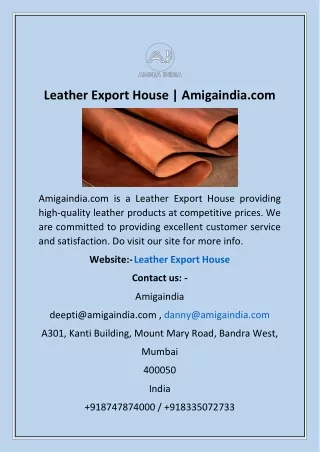 Leather Export House | Amigaindia.com
