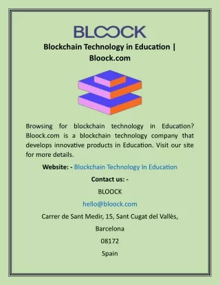 Blockchain Technology in Education  Bloock