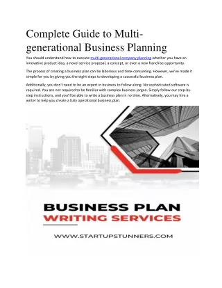 complete guide to multi generational business