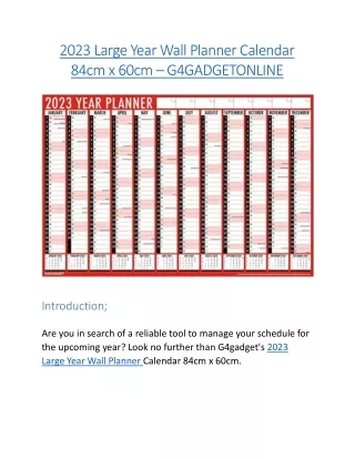 2023 Large Year Wall Planner Calendar 84cm x 60cm