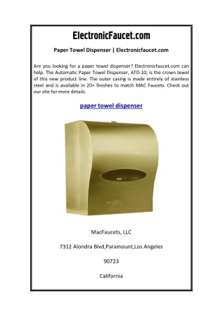 Paper Towel Dispenser  Electronicfaucet.com