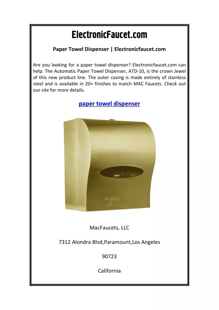 paper towel dispenser electronicfaucet com