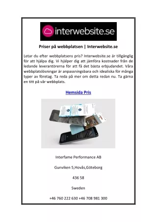 priser p webbplatsen interwebsite se