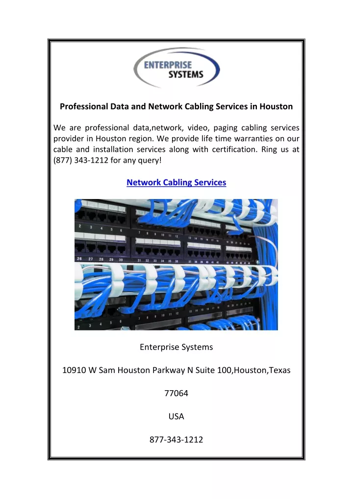 professional data and network cabling services