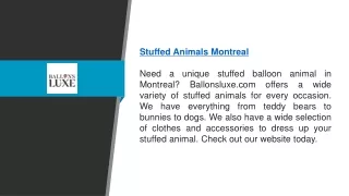 Stuffed Animals Montreal  Ballonsluxe.com