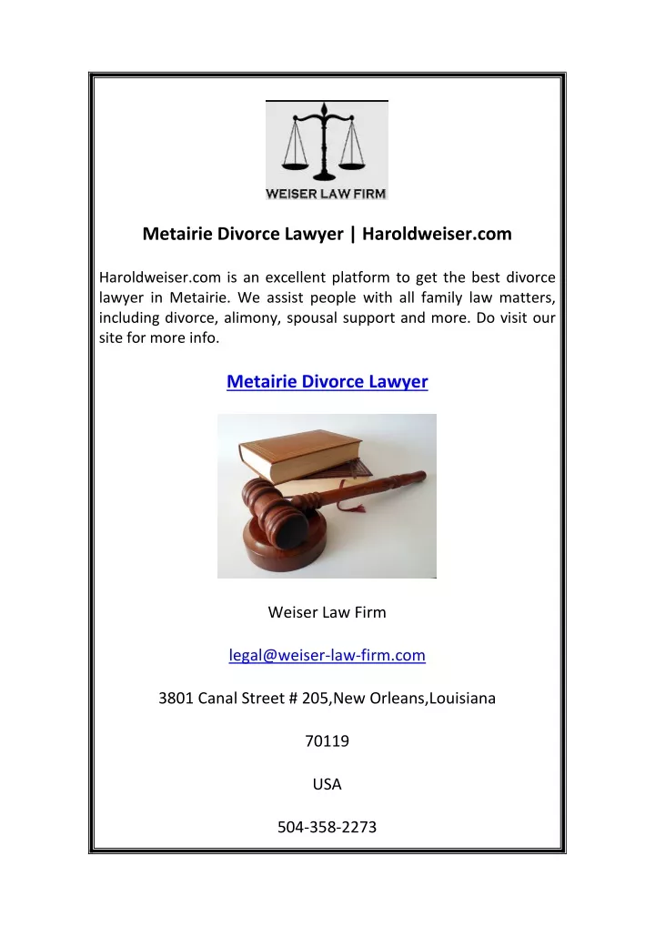metairie divorce lawyer haroldweiser com