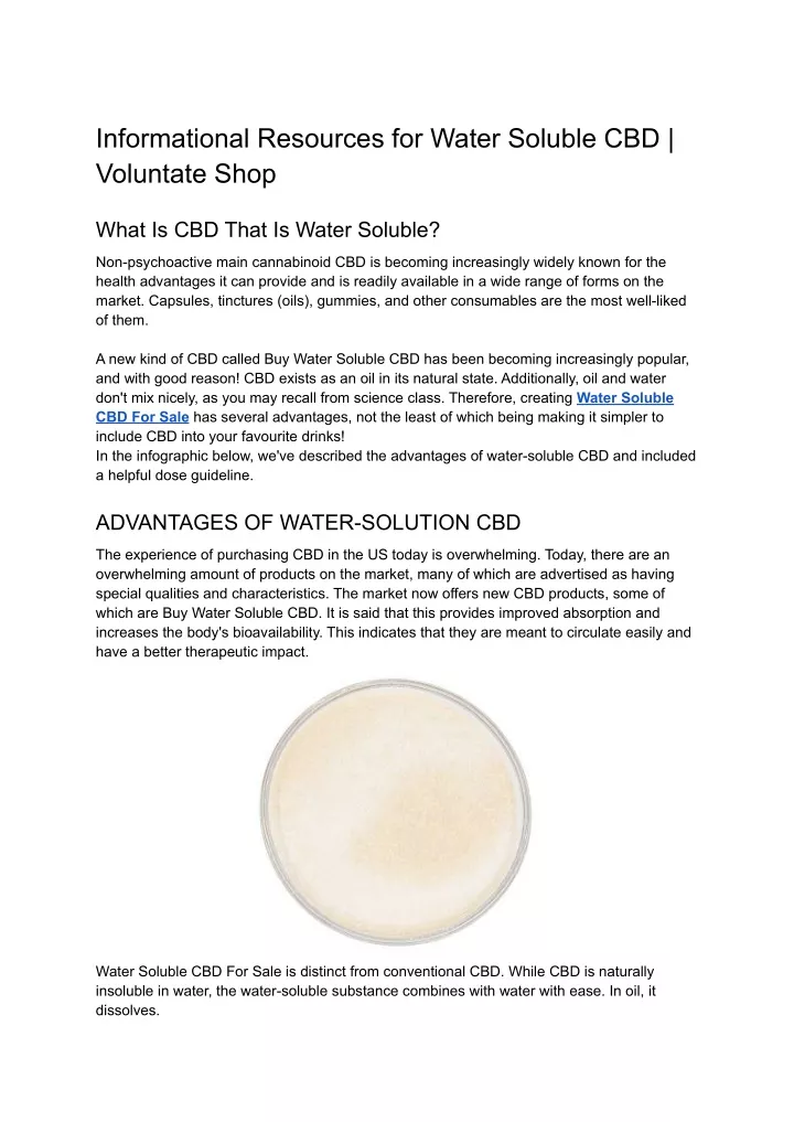informational resources for water soluble